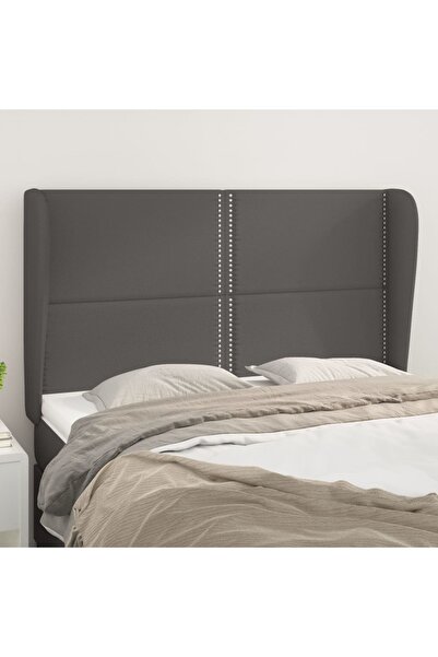 Concept Tăblie de pat cu aripioare gri 147x23x118/128 cm piele