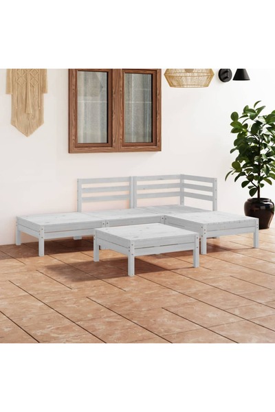 Concept Σετ επίπλων κήπου, 5 τεμάχια, λευκό, μασίφ ξύλο πεύκου