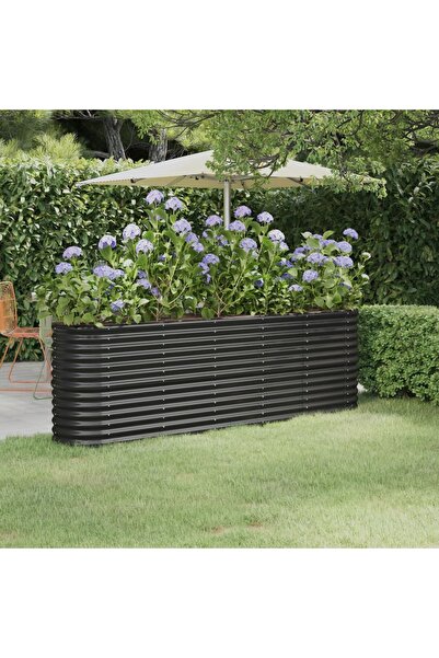 Concept Γλάστρα κήπου ανθρακί 224x40x68 cm από ατσάλι