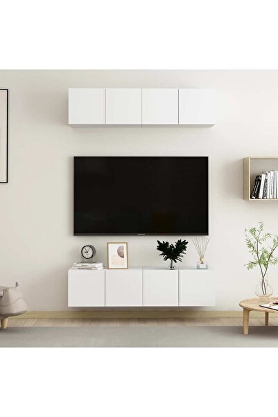 Concept Σετ ντουλαπιών τηλεόρασης, 4 τεμάχια, λευκό, 60x30x30 cm, μοριοσανίδα