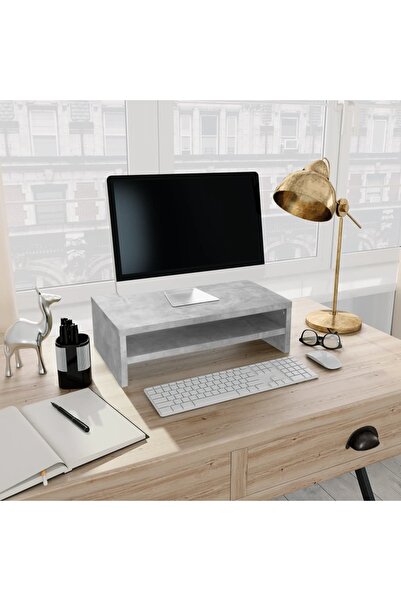 Concept Βάση οθόνης, γκρι σκυροδέματος, 42 x 24 x 13 cm, μοριοσανίδα