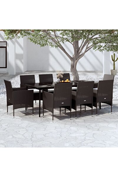 Concept Garden furniture set with cushions, 9 pieces, black