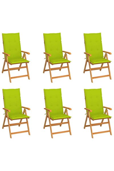 Concept Καρέκλες κήπου με μαξιλάρια σε ανοιχτό πράσινο χρώμα, 6 τεμ., από μασ...