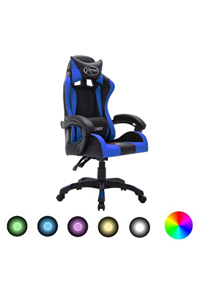 Concept Καρέκλα gaming RGB LED, μπλε και μαύρο, οικολογικό Δερμάτινο