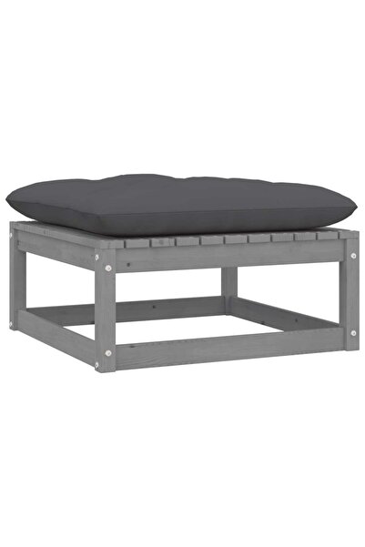 Concept Taburet de grădină cu pernă, gri, lemn masiv de pin