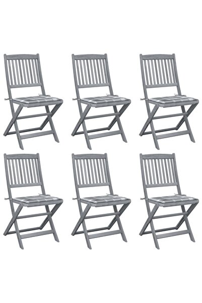 Concept Πτυσσόμενες καρέκλες εξωτερικού χώρου με μαξιλάρια, 6 τεμ., από μασίφ...