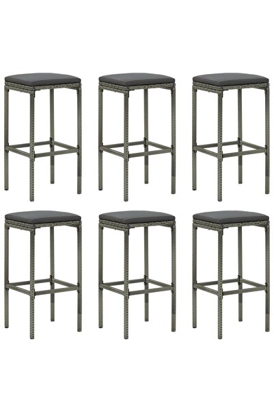 Concept Σκαμπό μπαρ με μαξιλάρια, 6 τεμ., γκρι, πολυρατάν