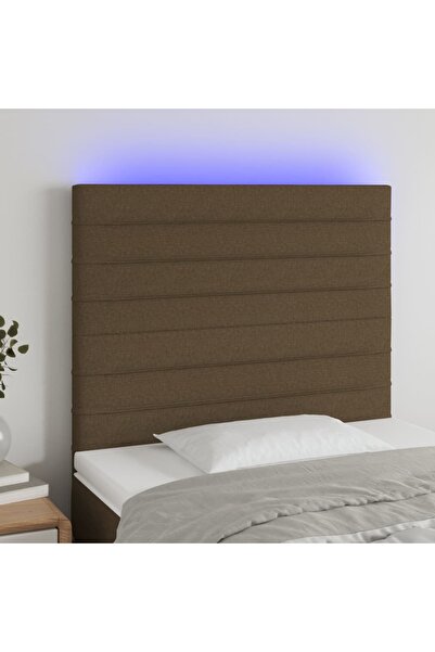 Concept Tăblie de pat cu LED, maro închis, 100x5x118/128 cm, textil