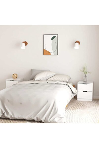 Concept Noptiere, 2 buc., alb extralucios, 40x40x50 cm, PAL