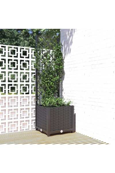 Concept Jardinieră de grădină cu spalier negru, 40x40x136 cm, PP