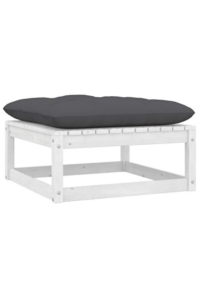 Concept Taburet de grădină cu pernă, alb, lemn masiv de pin