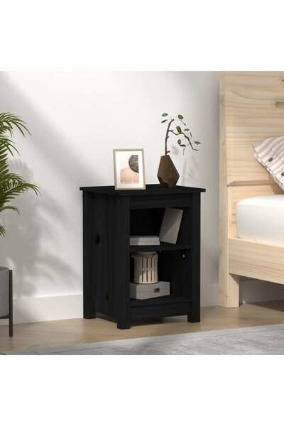 Concept Κομοδίνο, μαύρο, 40x35x55 cm, μασίφ ξύλο πεύκου