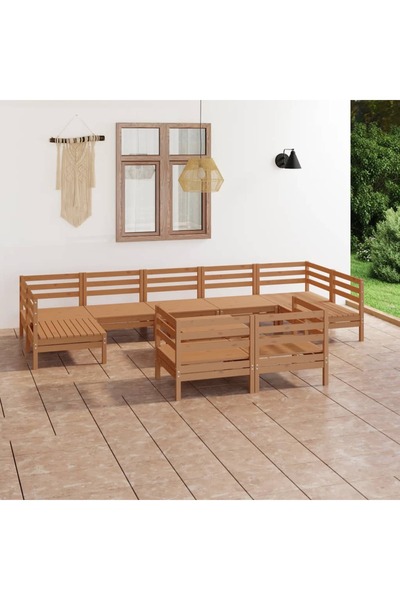 Concept Σετ επίπλων κήπου, 10 τεμάχια, μελί καφέ, μασίφ ξύλο πεύκου