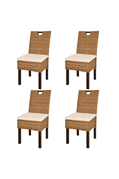 Concept Σετ καρεκλών κουζίνας 4 τεμαχίων από ρατάν Kubu και ξύλο μάνγκο