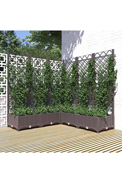 Concept Jardinieră de grădină cu spalier, maro, 120x120x121,5 cm, PP