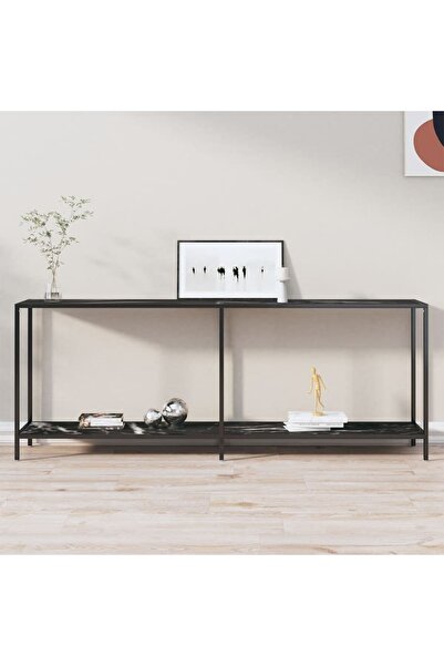 Concept Τραπέζι κονσόλας, μαύρο, 200x35x75,5 cm, σκληρυμένο γυαλί