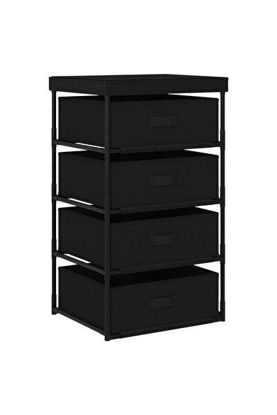 Concept Ράφι αποθήκευσης με 4 υφασμάτινα καλάθια, μαύρο, ατσάλινο