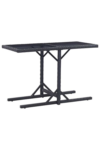 Concept Τραπέζι κήπου, μαύρο, 110 x 53 x 72 cm, γυαλί και πολυρατάν