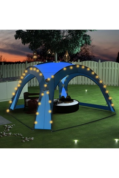 Concept Cort petrecere cu LED & 4 pereți laterali albastru 3,6x3,6x2,3m