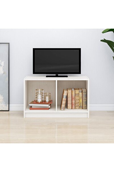 Concept Comodă TV, alb, 70x33x42 cm, lemn masiv de pin