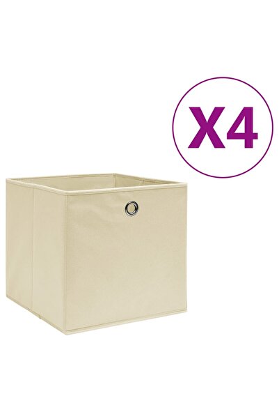 Concept Κουτιά αποθήκευσης, 4 τεμ., κρεμ, 28x28x28 cm, μη υφασμένο ύφασμα