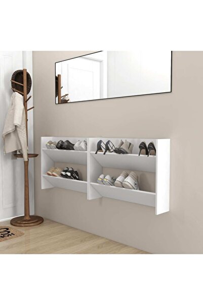 Concept Επιτοίχια παπουτσοθήκη, 2 τεμ., λευκή, 80x18x60 cm, μοριοσανίδα