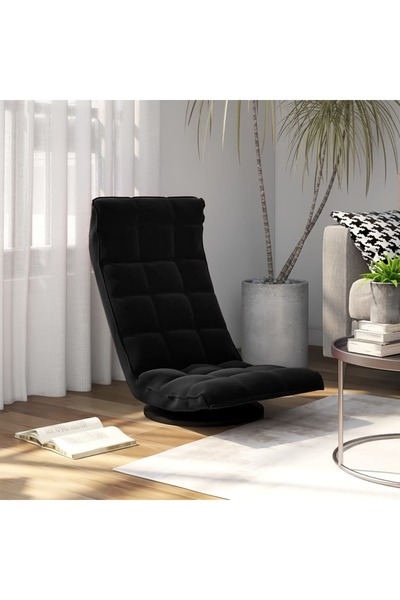 Concept Scaun de podea pivotant, negru, catifea