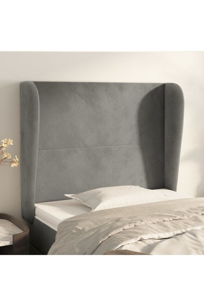 Concept Tăblie de pat cu aripioare gri deschis 103x23x118/128cm catifea