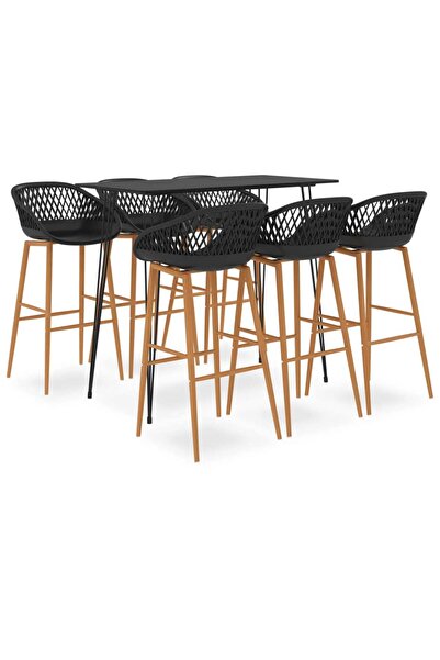 Concept Σετ επίπλων μπαρ, 7 τεμάχια, μαύρο