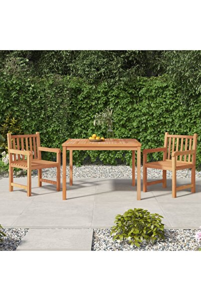 Concept Σετ τραπεζιού κήπου, από μασίφ ξύλο τικ, 3 τεμάχια