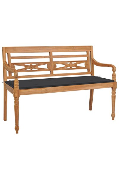 Concept Bancă Batavia cu pernă antracit, 120 cm, lemn masiv tec