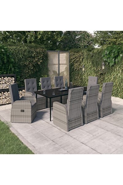 Concept Set mobilier pentru grădină cu perne, 9 piese, gri