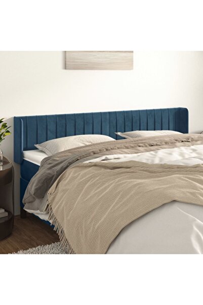 Concept Tăblie pat cu aripioare albastru închis 203x16x78/88 cm catifea