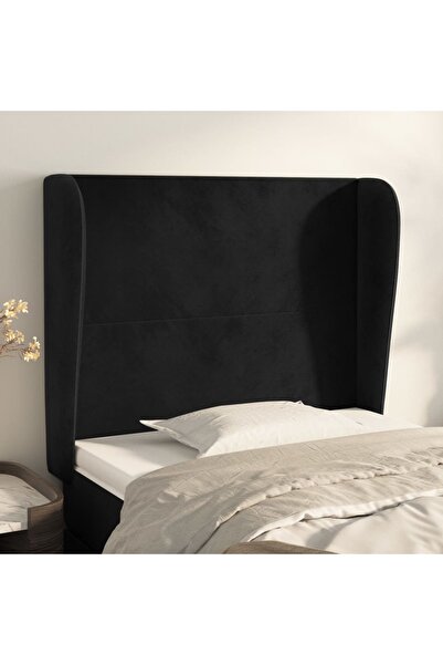 Concept Tăblie de pat cu aripioare, negru, 83x23x118/128 cm, catifea