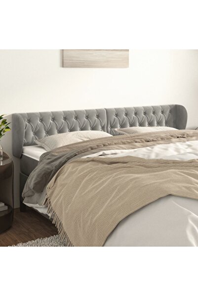 Concept Tăblie de pat cu aripioare gri deschis 183x23x78/88 cm catifea