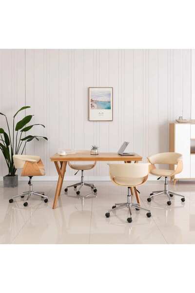 Concept Περιστρεφόμενες καρέκλες κουζίνας, 4 τεμ., κρεμ, οικολογικό Δερμάτινο