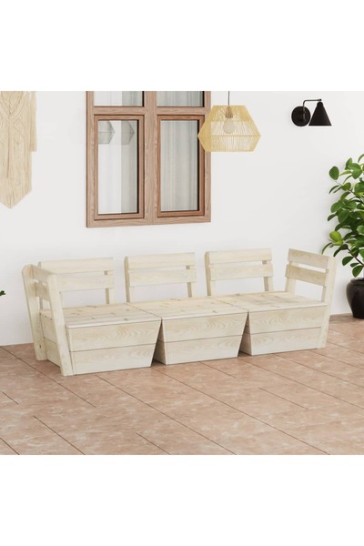 Concept Τριθέσιος καναπές κήπου από παλέτες, από επεξεργασμένο ξύλο ελάτης