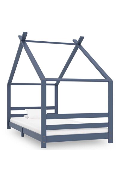 Concept Cadru de pat pentru copii, gri, 90 x 200 cm, lemn masiv de pin