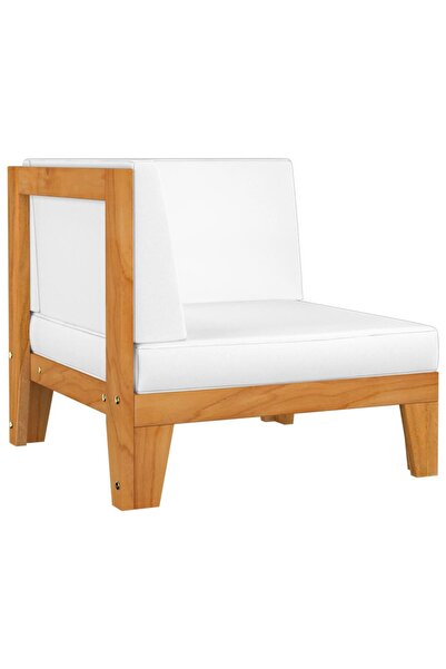 Concept Canapea colțar modulară cu perne alb crem, lemn masiv de acacia