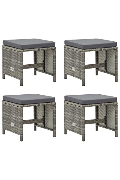 Concept Σκαμπό κήπου με μαξιλάρια, 4 τεμ., γκρι, πολυρατάν