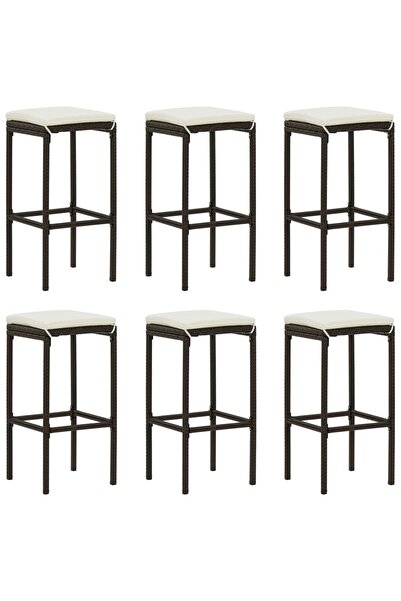 Concept Scaune de bar cu perne 6 buc. maro, poliratan
