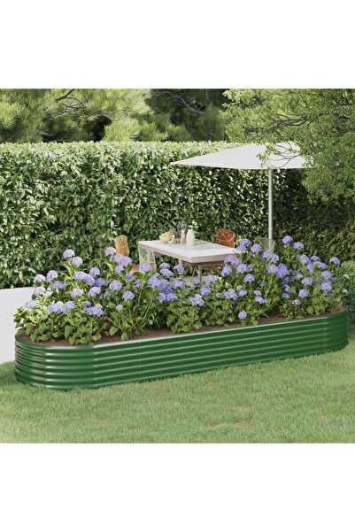 Concept Πράσινη γλάστρα κήπου 322x100x36cm ηλεκτροστατικά βαμμένη από ατσάλι