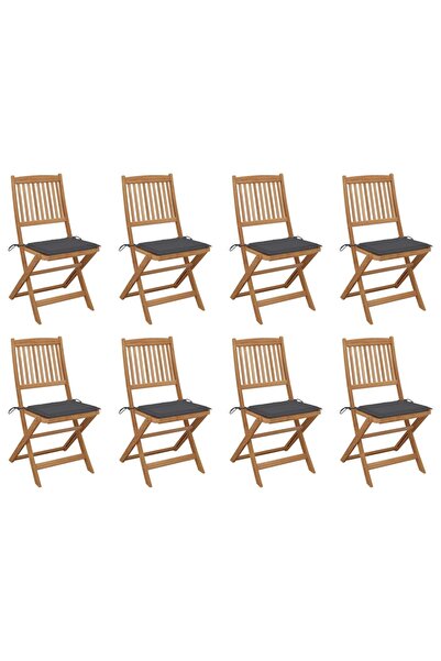 Concept Scaune pliabile de exterior cu perne, 8 buc., lemn masiv acacia