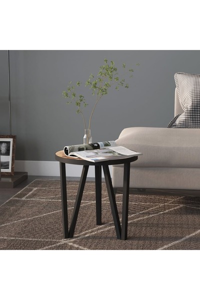 Concept Masă de ceai, negru și galben, Ø35 cm, MDF