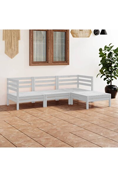 Concept Σετ επίπλων κήπου, 4 τεμάχια, λευκό, μασίφ ξύλο πεύκου