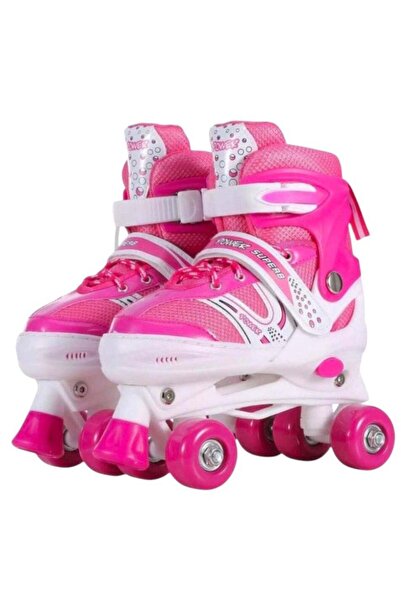 Toybox Kids Unisex Four Wheel Roller Skating Shoes Small Size (31-34)-Pink
