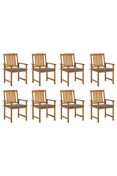 Concept Καρέκλες κήπου με μαξιλάρια, 8 τεμ., από μασίφ ξύλο ακακίας