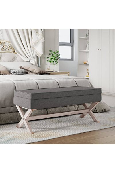 Concept Σκαμπό αποθήκευσης, σκούρο γκρι, ύφασμα 110x45x49 cm