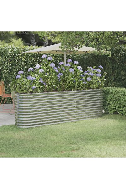 Concept Ασημένια γλάστρα κήπου 224x40x68 εκ. από ατσάλι