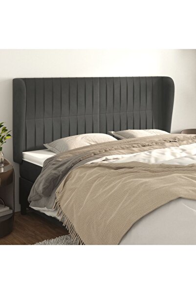 Concept Κεφαλάρι με φτερό σε σκούρο γκρι χρώμα 163x23x118/128 εκ. Βελούδο